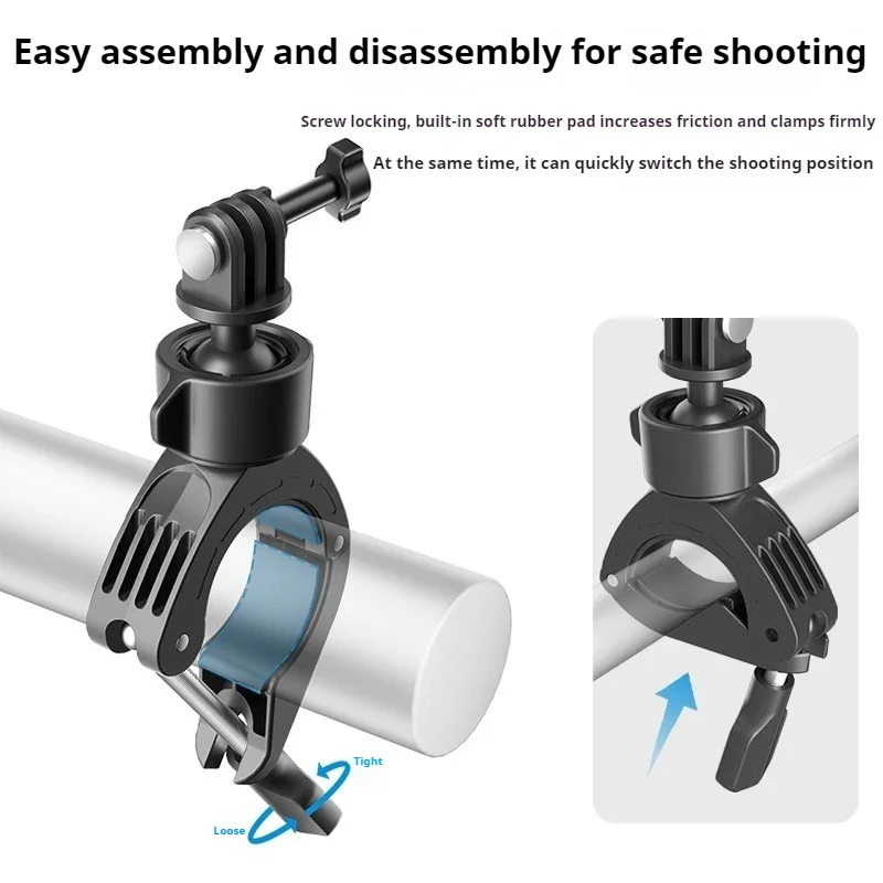 360° Motorcycle Handlebar Mount Aluminum Holder Bike Bracket for GoPro Hero 12 11 10 9 8 Insta360 Osmo Action Camera Accessories