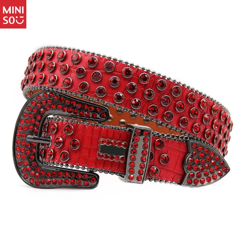 

Unisex Punk Rhinestone Belt, Full Crystal Hip Hop Waistband, Edgy Street Style