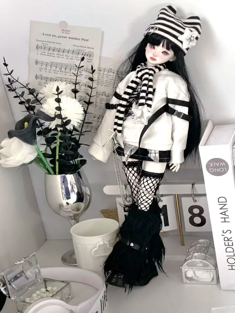 BJD 人形の服 1/4 人形用黒、白のパンツスカートセット人形服アクセサリー (人形なし)