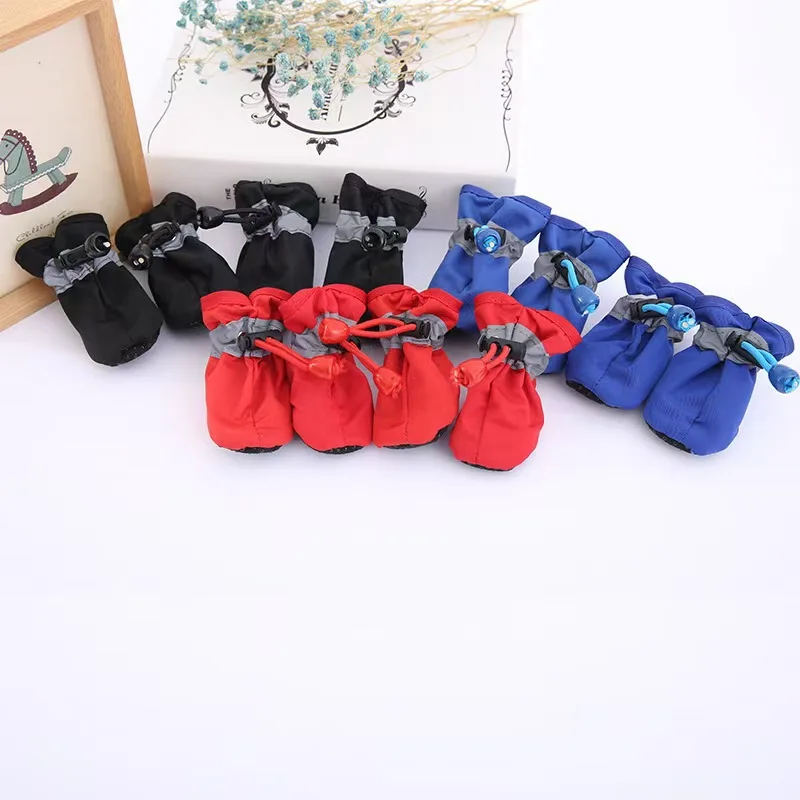 

4pcs/set Waterproof Winter Pet Dog Shoes Anti-slip Soft-soled Boots Footwear Thick Warm for Small Cats Dogs Socks Booties