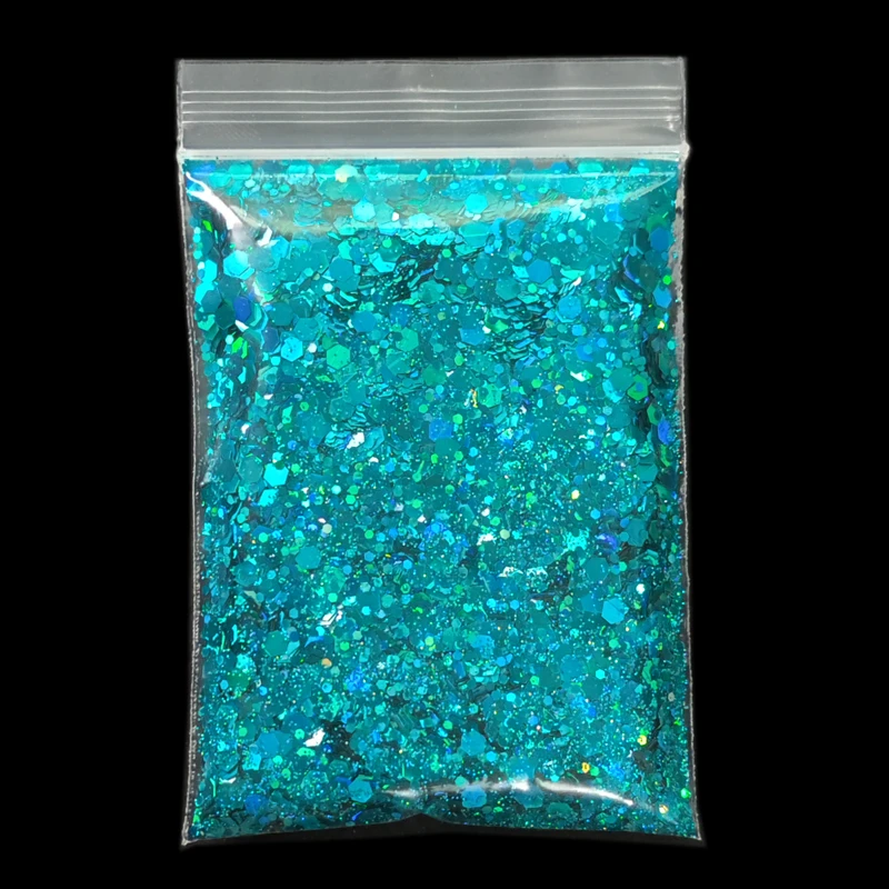 20g/bag Mix Size Hexagon Nail Glitter Sequins Laser Holographic Chunky Manicure Glitter Holographic Chameleon Glitter Pigment