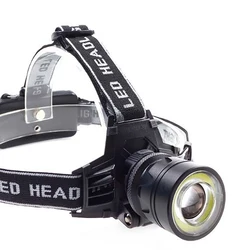 Multi functional interface charging headlight COB outdoor emergency head mounted flashlight 18650 battery lighting