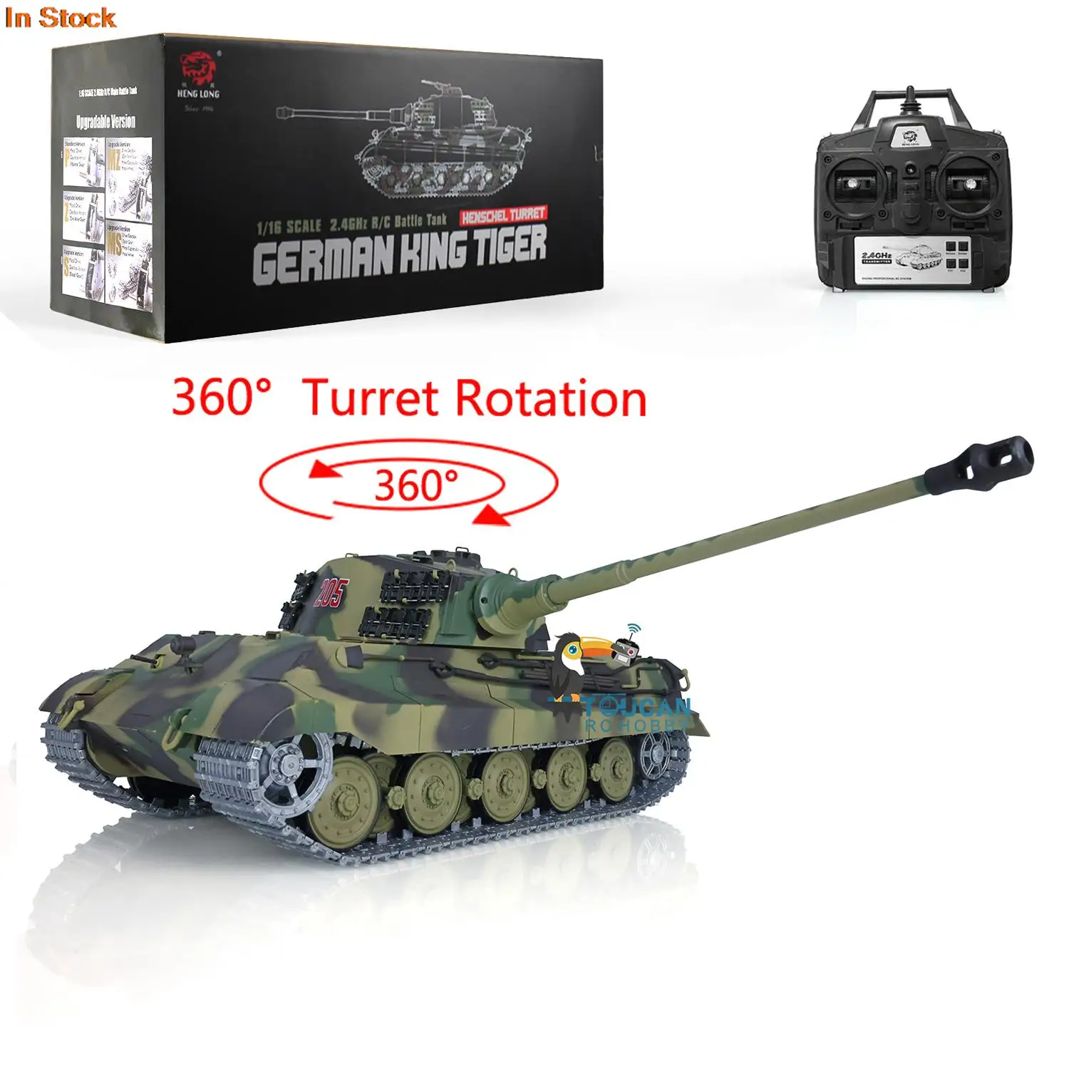 Toys 1/16 HENG LONG 7.0 Upgraded German King Tiger RTR RC Tank 3888A W/ 360° Turret TH17525-SMT4