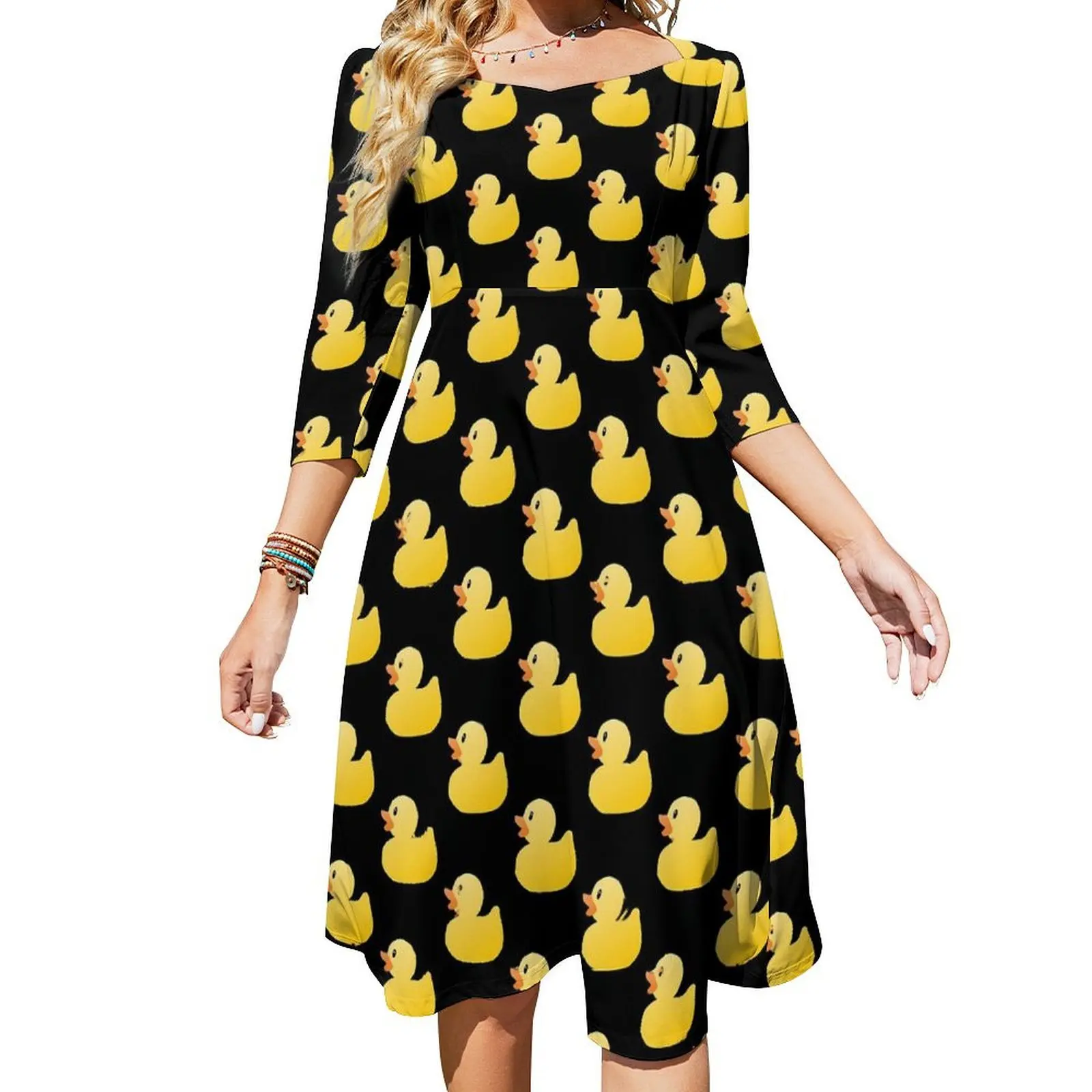 Cute Rubber Ducks Dress Summer Sexy Animal Print Elegant Dresses Womens Streetwear Big Size Casual Dress Gift