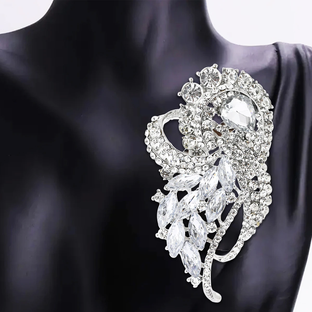 Beaut&Berry Vintage Crystal Large Glass Brooches for Women Rhinestone Pins Multi-color Available Casual Party Accessories Gifts