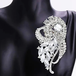 Beaut&Berry Vintage Crystal Large Glass Brooches for Women Rhinestone Pins Multi-color Available Casual Party Accessories Gifts