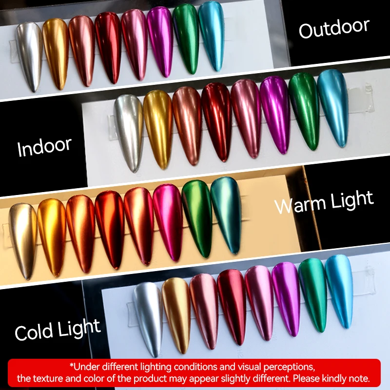 LILYCUTE 8 Flessen Super Heldere Metallic Nagellak Geen Lamp nodig Sneldrogende Glazen Fles Metalen Effect Normale Nail Art Vernis