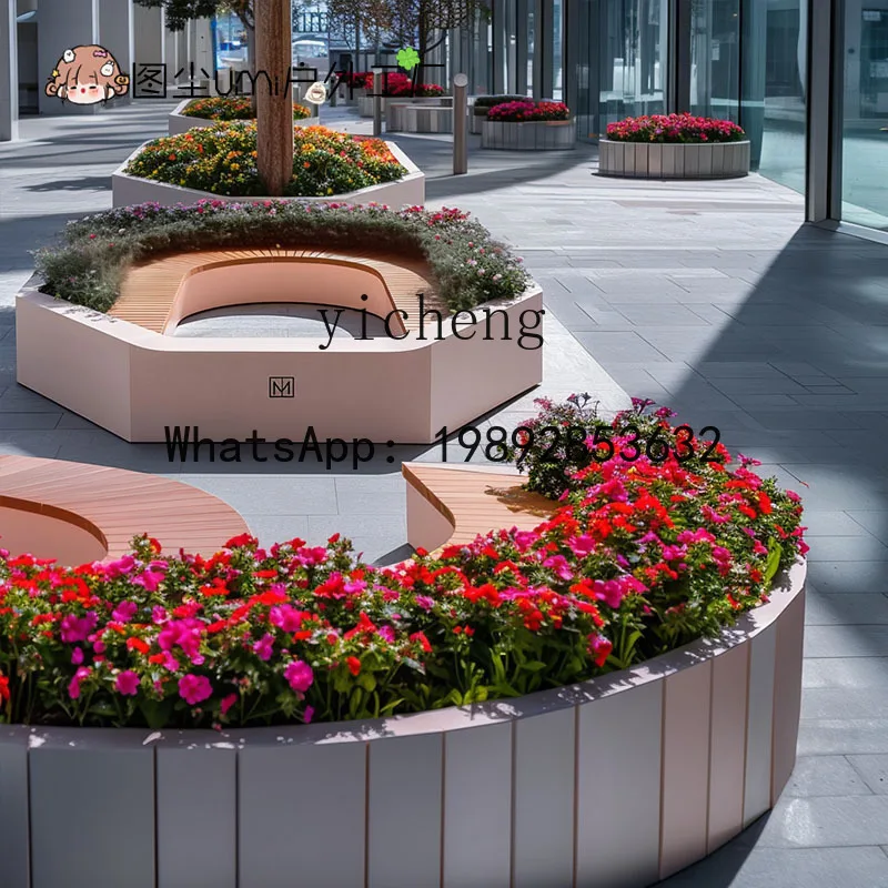 

X-29 outdoor commercial street square sitting area seat combination flower bed flower bed planting box