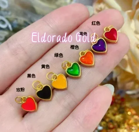 

Eldorado Gold 24k pure gold heart pendant colorful pendants candy color pendant