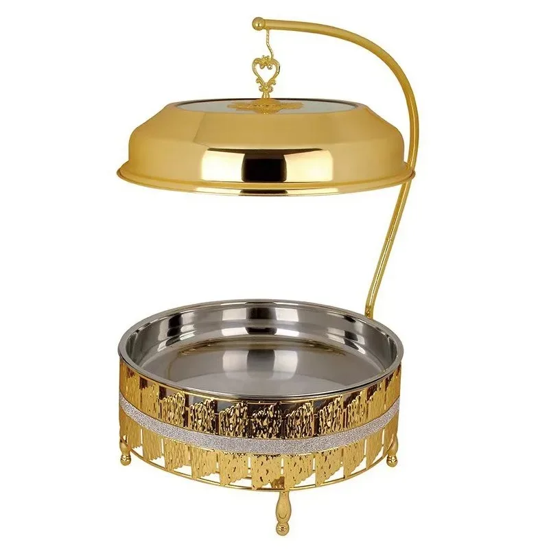 Luxury High Quality Gold 20L Stainless Steel 201 Chafing Dish Banquets Buffet Set Alcohol Fuel Heating Food Warmers Hotel Use