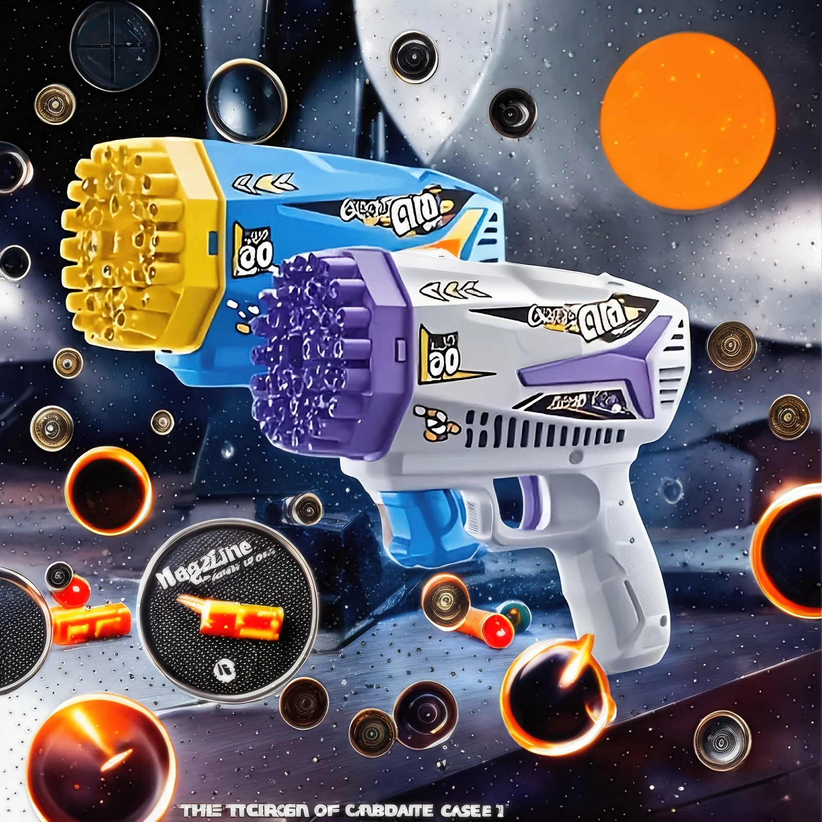 Amerikanische beliebte 60-Loch-Doppelpistole Kinder Seifenblasenmaschine Spielzeug Wasserpistole, Sommer Outdoor Spielzeug Seifenblasenmaschine, bestes Outdoor-Gam