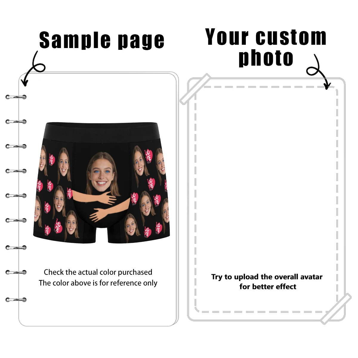 Personalized facial photos customized underwear  flat cornered men's Valentine's Day gift for husband  anniversary gift for fath image 6