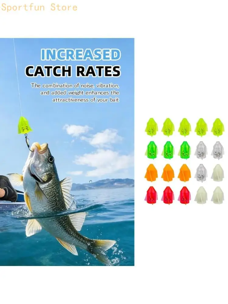 Plastic Sound Inserts 20 Piece Fishing Line Rattles for River Fishing Carry X7JD