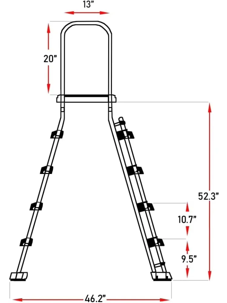 

5-Step A-Frame Pool Ladder, White & Blue - Fits Above Ground Pools with 48" to 52" Side Walls, With Handrails & Inside Barrier