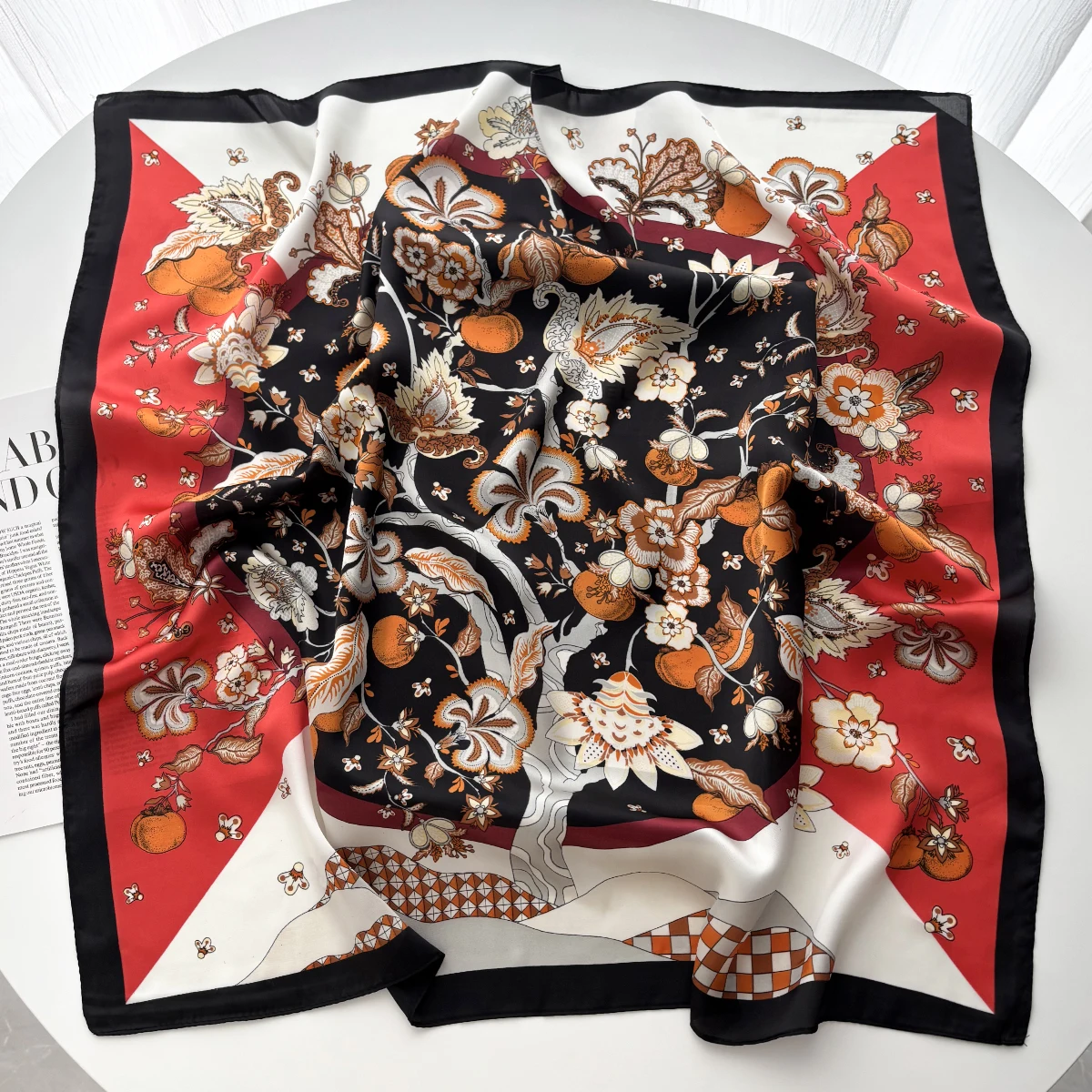 70*70cm Seide Quadrat Schal Frauen Mode Koreanische Version Obst Druck Krawatten Weiblich Foulard Bandana Hijab Kopf schal Halstuch – Detail 5