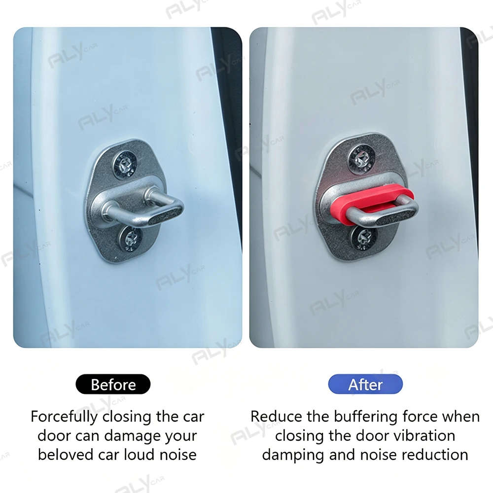 Universal Silicone Car Door Shock Absorber Soundproof Deadener Damper Anti Vibration Buffer Pad Anti Scratch Buckle Lock Cover