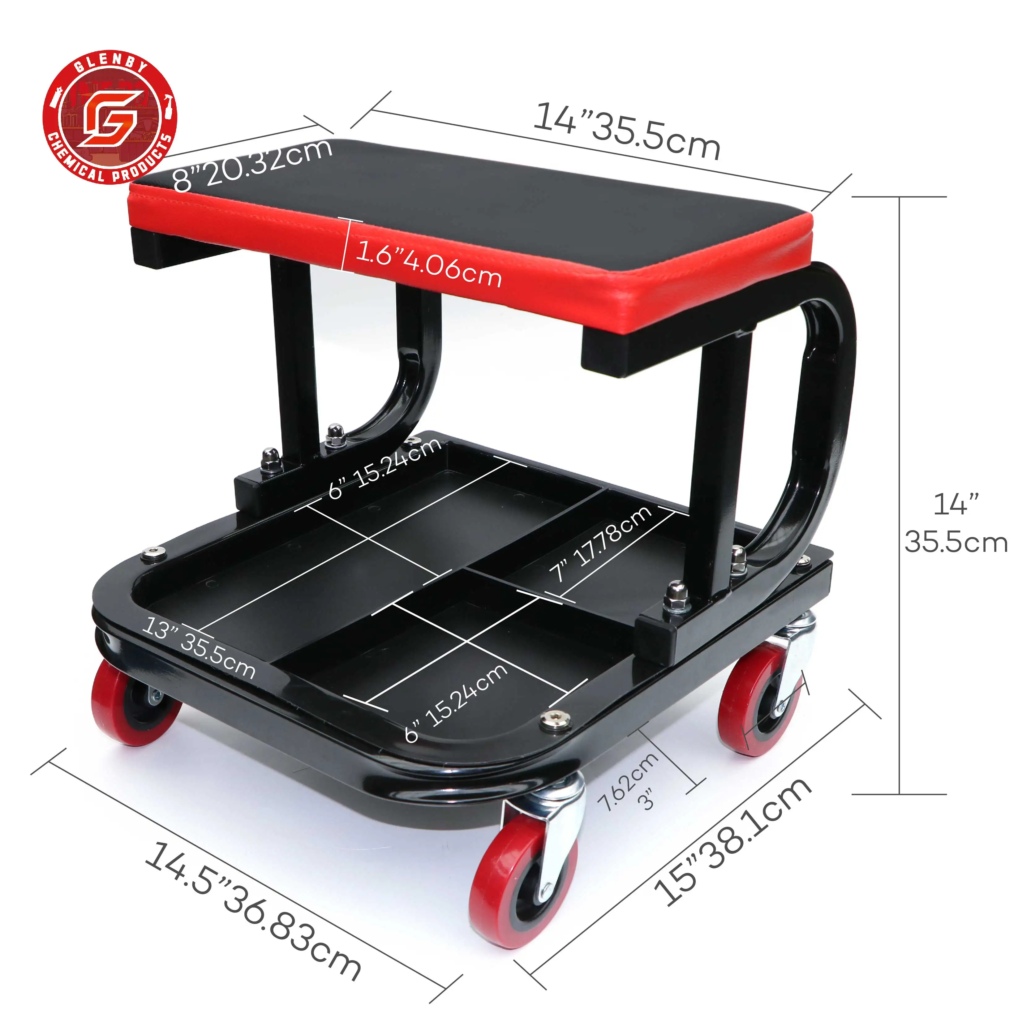 Multifunctional Car Repair Work Stool Garage Seat Work Rolling Creeper Seat Stool Mechanic Chair 4 Wheels Tray Auto Tools