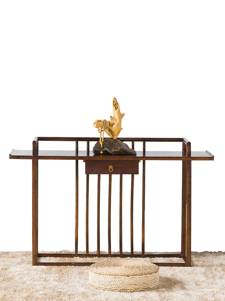 ZZXL Middle Hall Altar Console Tables Black Walnut Solid Wood Console Partition against the Wall Entrance Cabinet