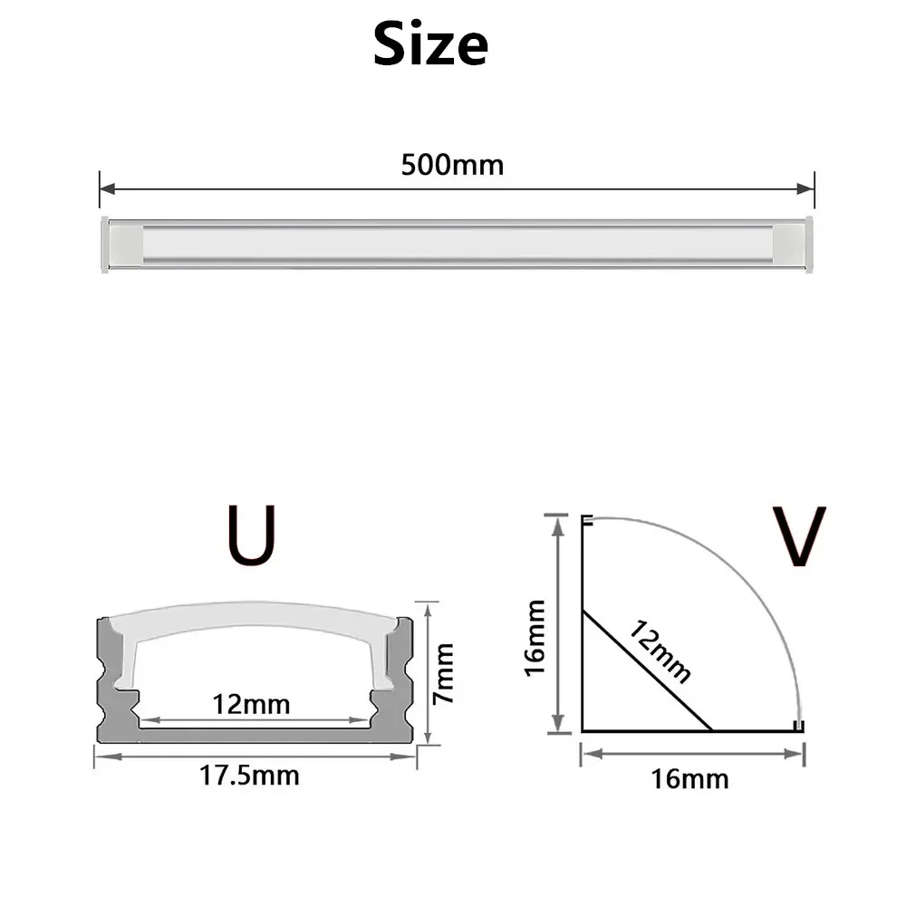 1-20 PCS LED rigid strip DC12V 50CM 20 inch SMD5730 36LEDs U/V-shaped flat LED aluminum channel rigid strip for indoor lighting