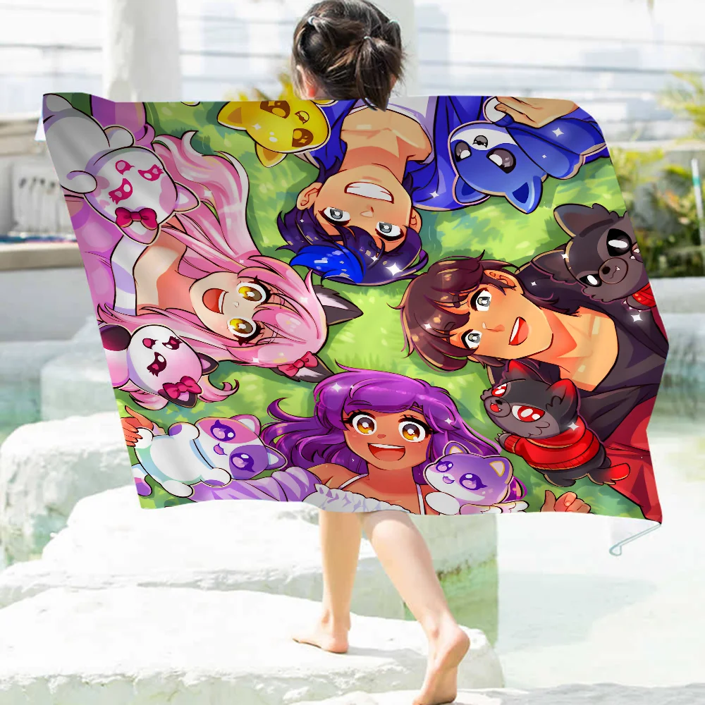 Cute Aphmau with Wings Bath Towel Microfiber Soft Water Absorbing Breathable For Girl Kids Decorative Cartoon Beach Towel