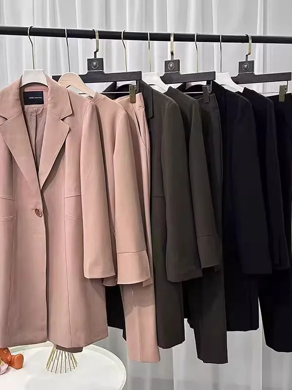 

Ele Commuter Костюм средней длины Jaet Long Sve Повседневные брюки Комплект из футболки Женский осенний ансамбль Faion