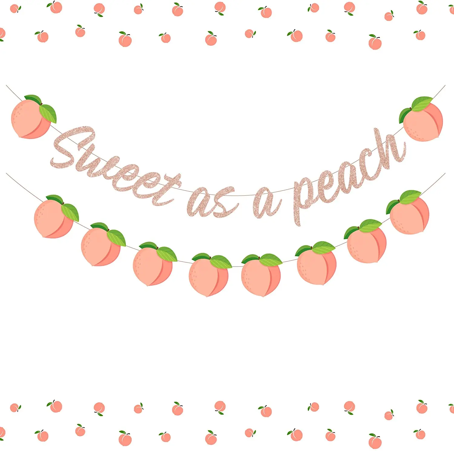 

JOYMEMO Sweet As A Peach Glitter Letter Banner Peach Garland for Girl Peach Theme Baby Shower Birthday Party Decoration Supplies