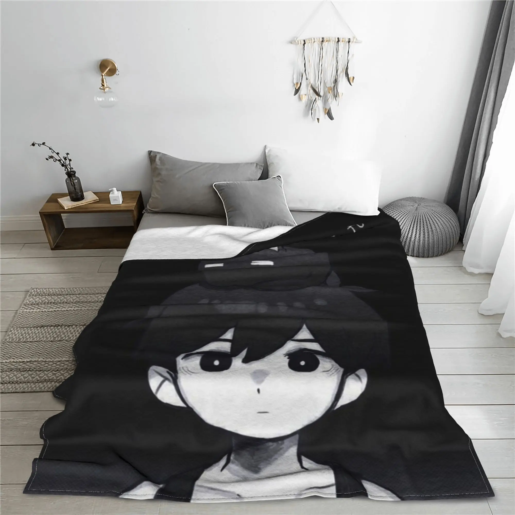 Omori Basil Anime Game Blankets الفانيلا مضحك تنفس رمي بطانية لغطاء ربيع الخريف، #3