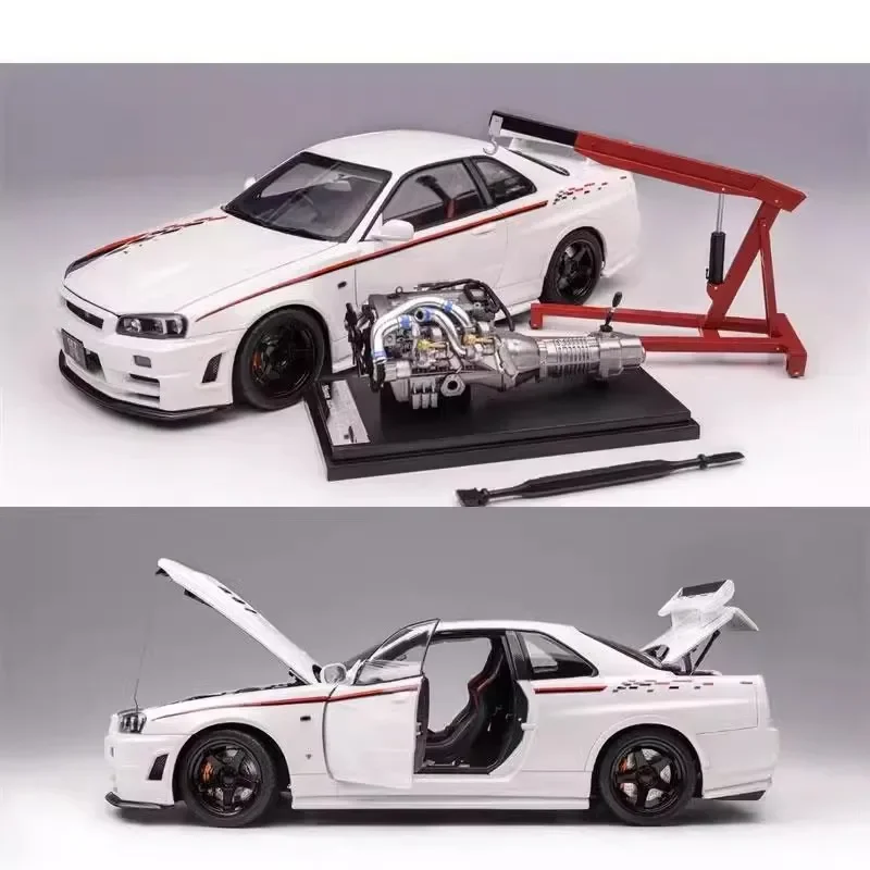 M0torhelix modelo de carro 1/18 r34 nissan skyline GT-R nismo liga modelo de carro simulação sala exibição carros modelo menino coleção presente