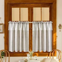 Cabinet Door Dustproof Drapes Beige Lace Interior Tulle Half Curtain Sheer For Kitchen Window Door Livingroom Modern Home Decor