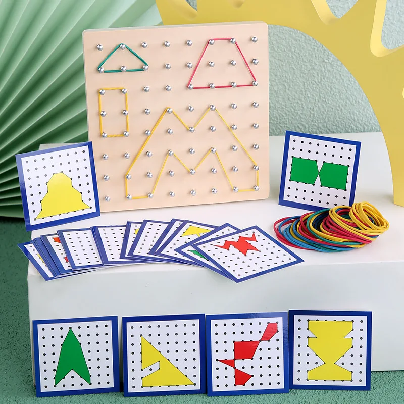 Geometric Creative Nail Board Children's Graphic Early Educationa Toys Montessori Puzzle Mathematics Wooden Toys Birthday Gifts