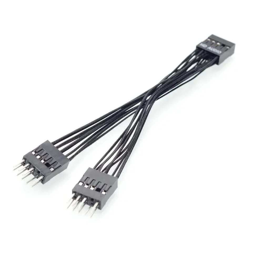 Motherboard 9Pin HD Audio 1 to 2 Port Multiplier Y Splitter Male to Female Extension Cable