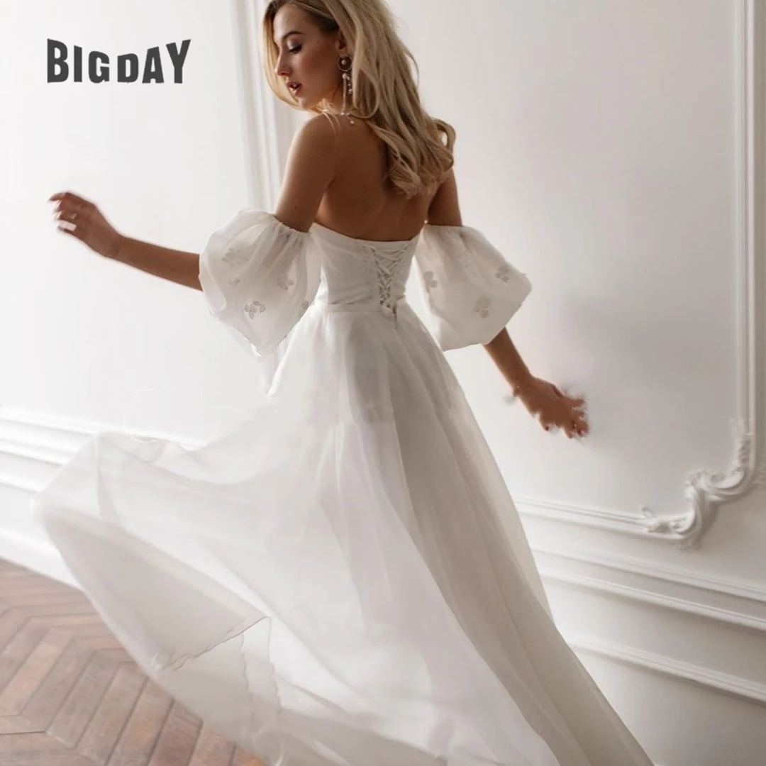 Exquisite Strand Brautkleid für Frau 2024 träger lose Spitze Applikation abnehmbare Ärmel Schnürung Brautkleider Pailletten Vestido benutzer definierte