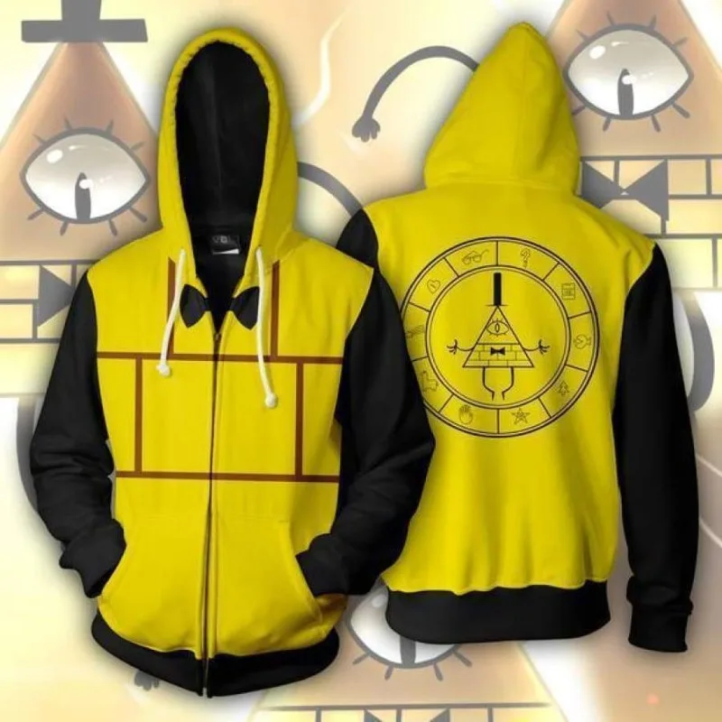 Disney Cartoon Peripheral Gravity Falls Bill Cipher Hoodies Anime Cosplay Sweatershirt 3D Printing Zipper Costume Birthday Gifts