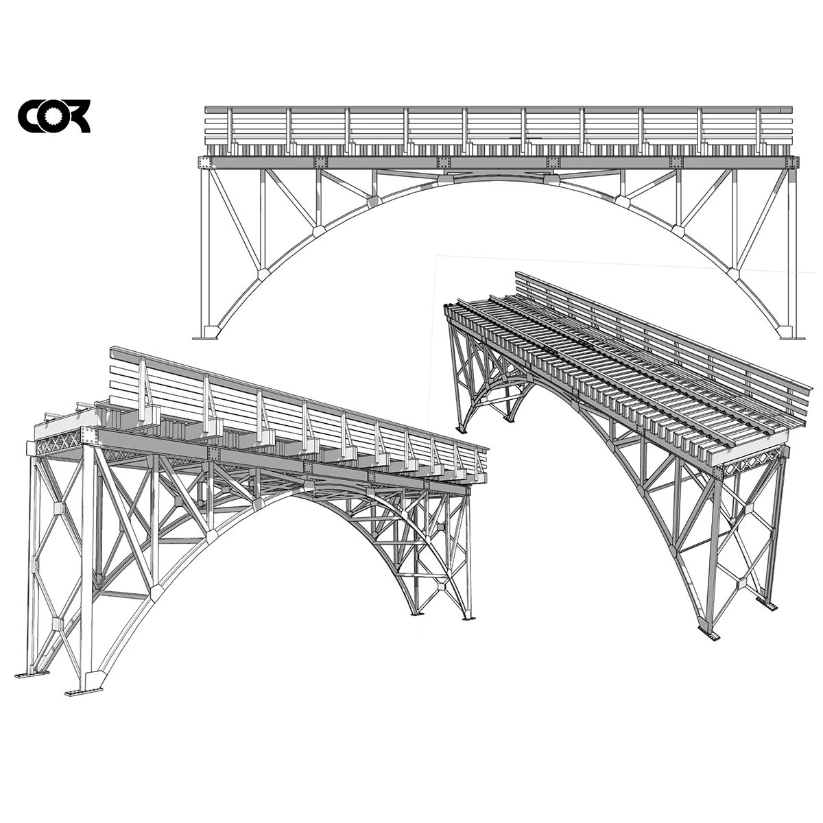 Architekturmodell-Bausatz Miniaturbrücke Holzbrücke Stahlbrücke EISENBAHNBRÜCKE Diorama Maßstabsmodell-Bausatz 1/35 – Detail 14