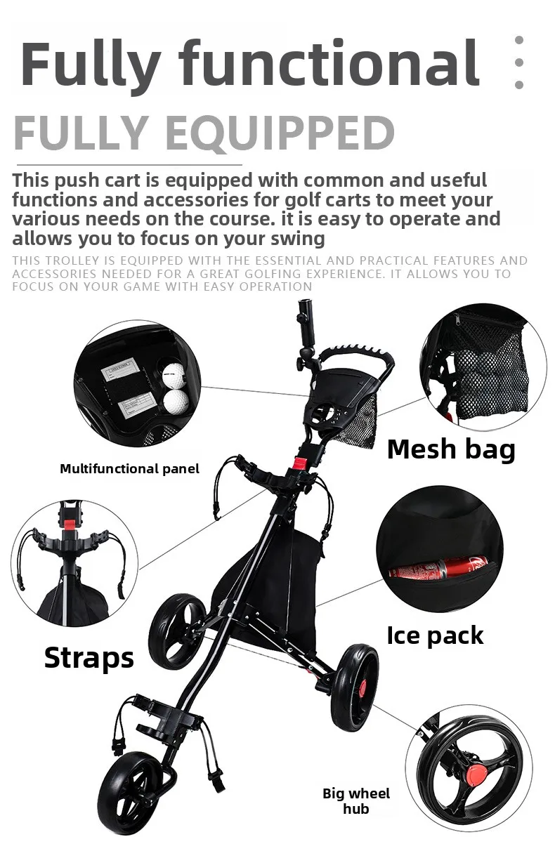 عربة حقيبة الجولف قابلة للطي مع حامل مظلة غلاية #4