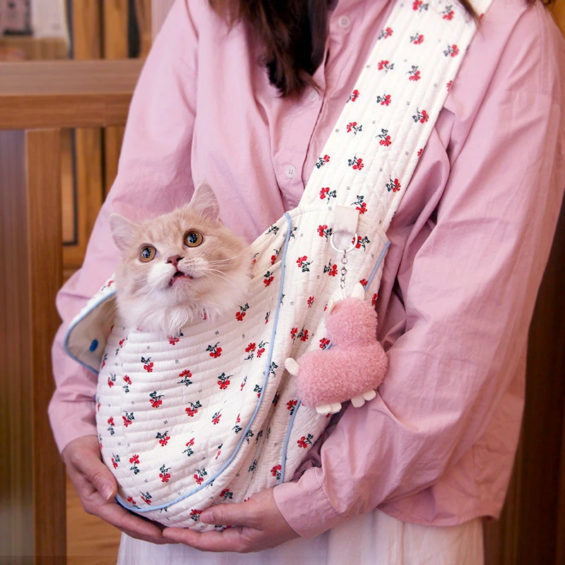 

Cat Carrier Bags Puppy Handmade Small Pet Dog Outdoor Travel Handbag Canvas Single Shoulder Bag Tote Shoulder Bag Breathable