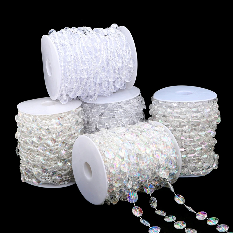 3-5yards Imitation Pearl Acrylic Beaded Chain Trim Garland Strand for DIY Door Curtain Wedding Christmas Party Embellished Decor