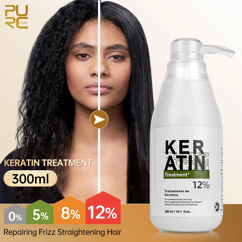 

PURC 300ml Keratin Hair Straightening Smoothing Treatment For Curly Frizzy Hair Care Brazilian Keratin Products Professional