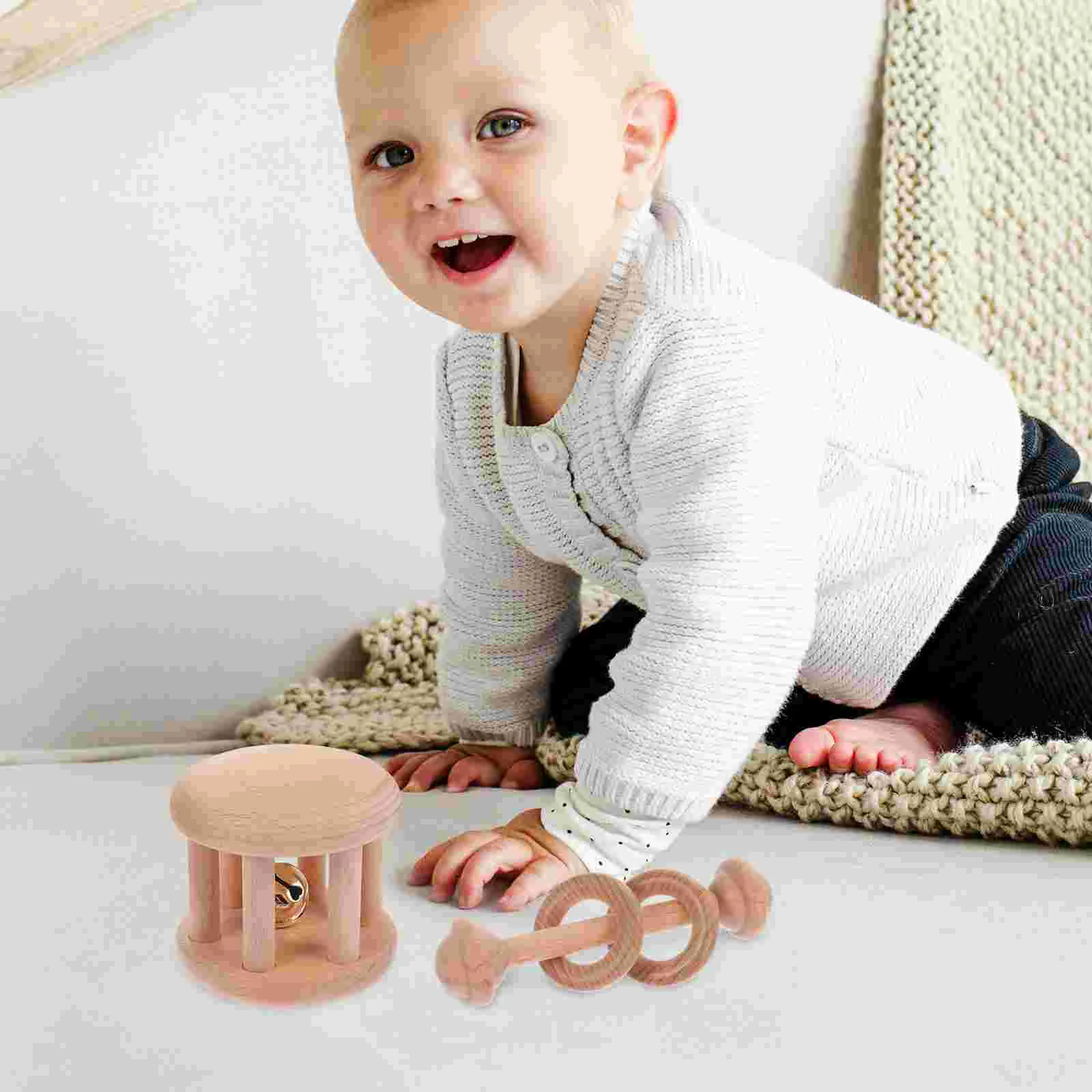 2 Pcs Geometric Shape Baby Products Hand Grasping Molar Newborn Color Matching Non Wooden Infant Teether Smooth Edges