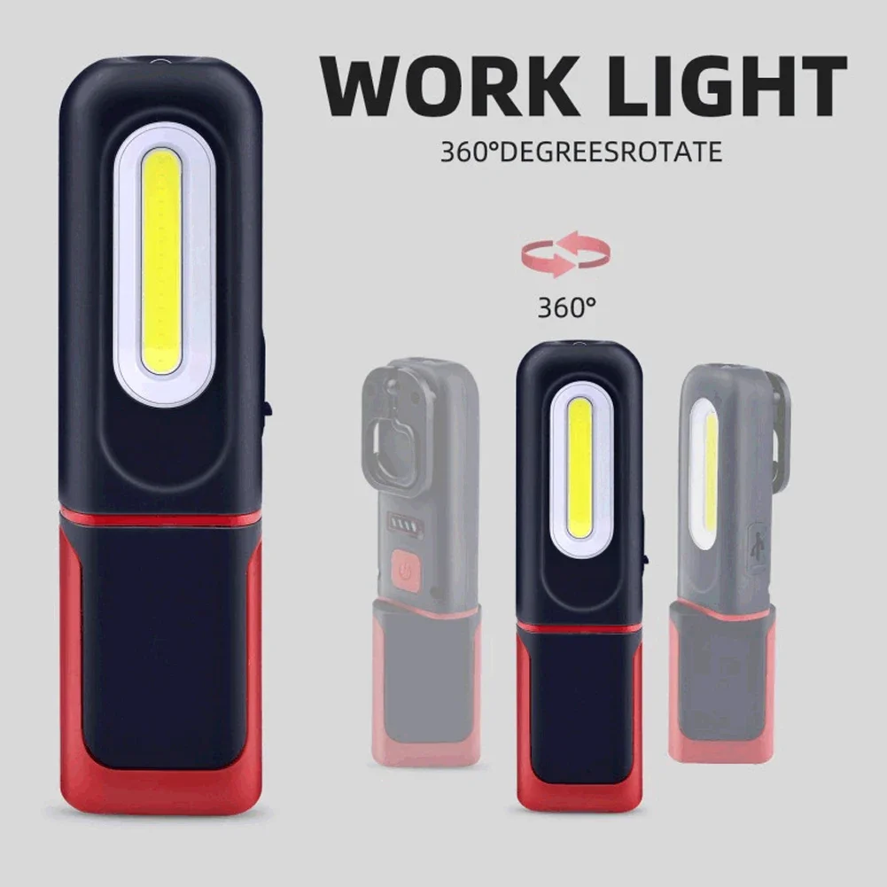 Portable COB Work Light Car Detailing Inspection Light USB Rechargeable Magnetic LED Flashlight Hanging Lamp Camping Torch