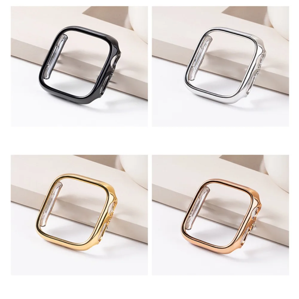 Electroplated Case For Apple Watch Series 12 11 10 9 8 7 6 SE3 5 Bumper Frame PC Cover Half Protector For IWatch Anti Scratch
