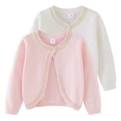 pink girls cardigan polka dot thin 100% cotton children's knit sweater 1 2 3 4 5 6 years old children's clothing 1-6 years old