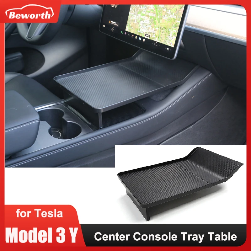 Center Console Dining Tray For Tesla Model 3 Y Car Simple Plate Bin Desk Storage ABS Table Accessories Interior Decoration Trim