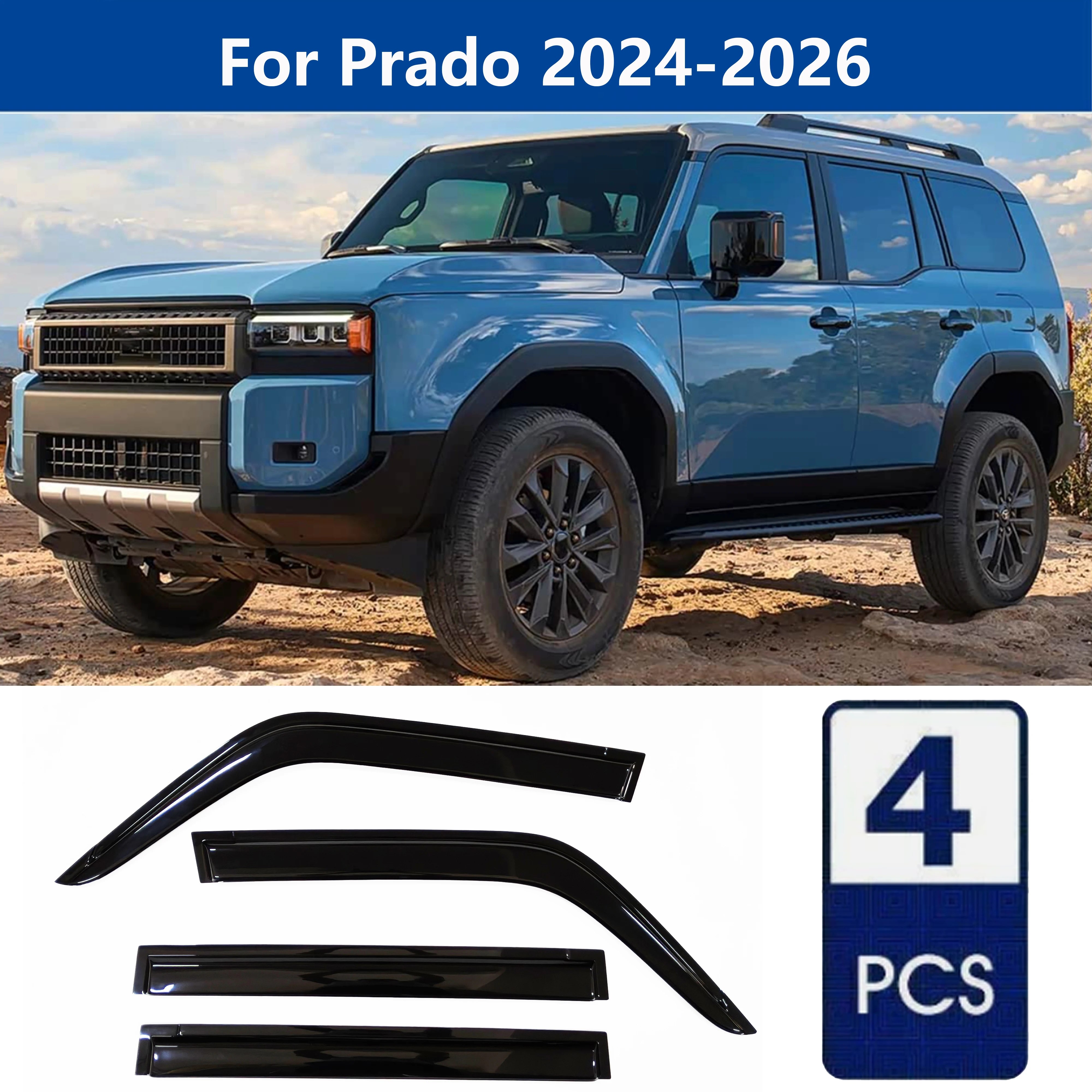 

AIBAP High-Quality 4pcs 1.8mm Car Windows Visor For Prado 2024-2026 window visors rain guards rain guard Sun Rain Visors