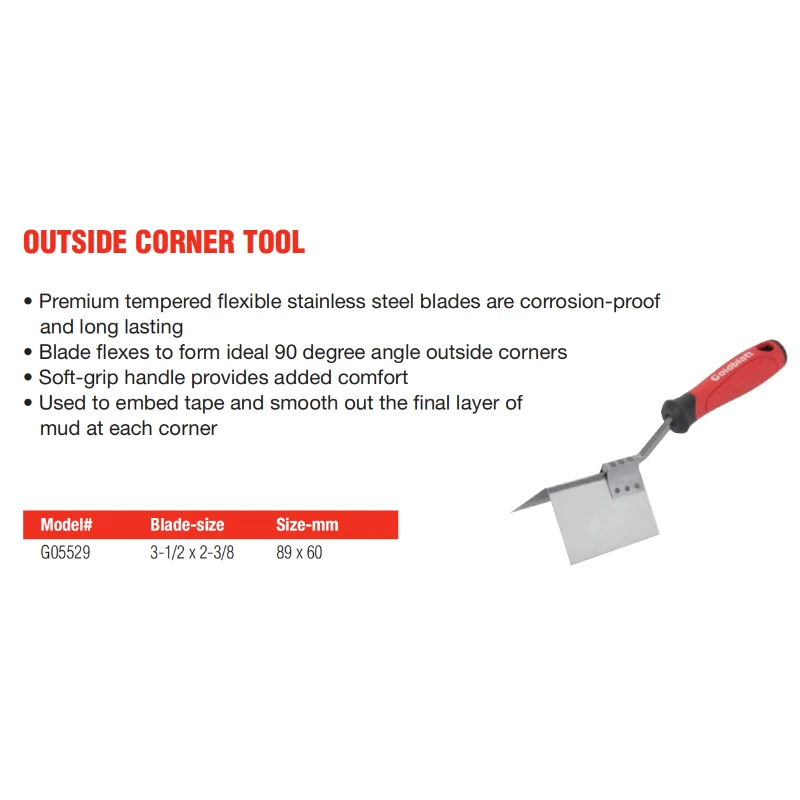 GOLDBLATT G05529 Outside Corner Tool Corner Putty Knife Hand Tools