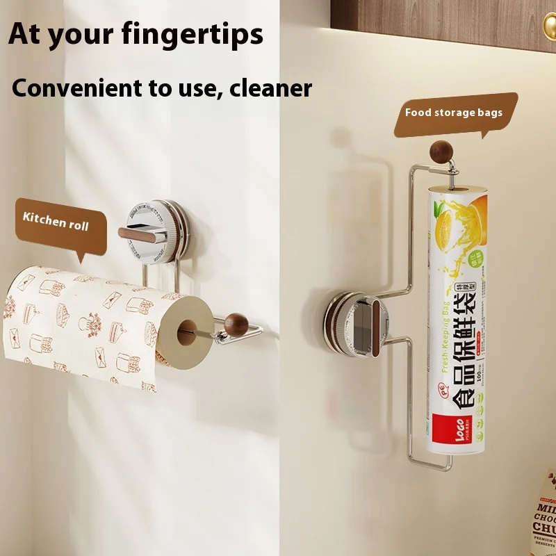 Porta asciugamani di carta a forte aspirazione, porta asciugamani di carta per armadio da cucina senza trapano, organizer per involucro di plastica per dispenser di panni pigri