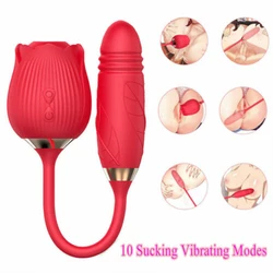 Vibrator for Women Dildo Sex Toys Rose Sucking Thrusting Vibrating Clit Sucker Nipple Clitoris Stimulation Female for Adults 18+