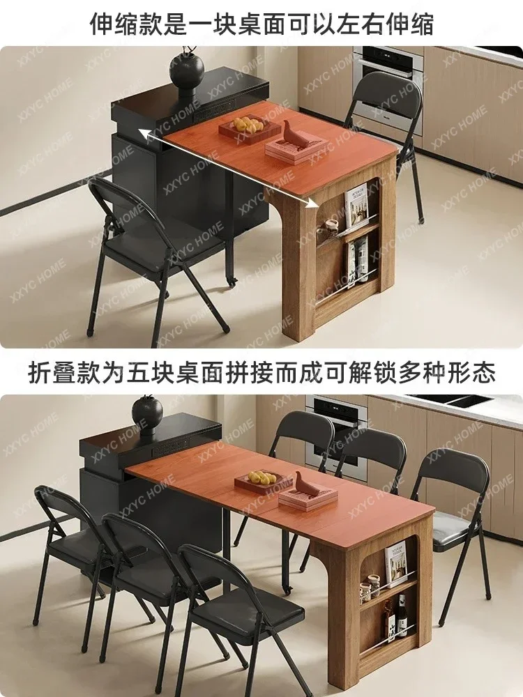 ZK – table à manger pliante antique, table à manger et chaises integrées pour la maison, table à manger rétractable