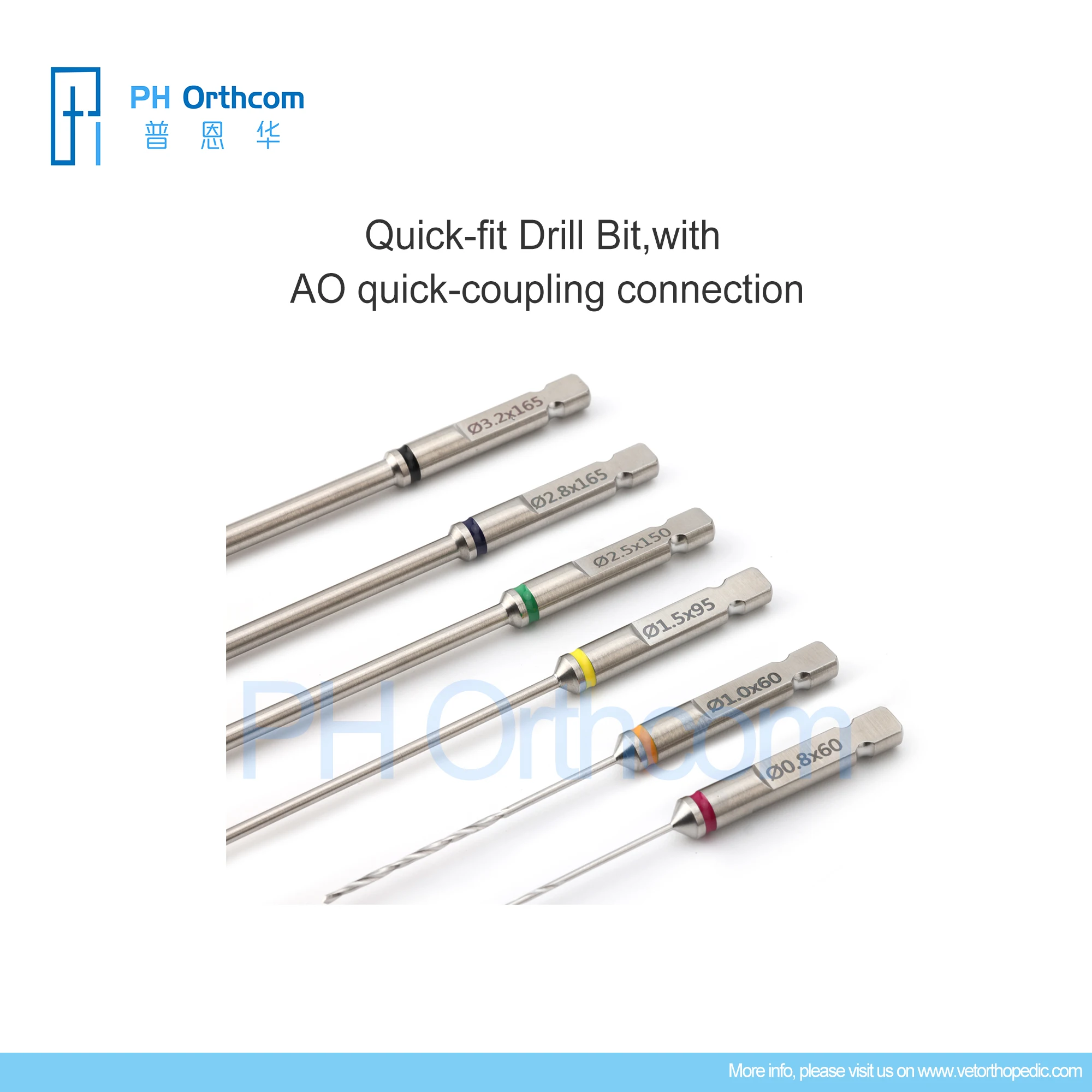 Drill Bits with AO Quick-coupling Connection Orthopedic Quick Fit Veterinary Pets Surgical Instrument Medical Supplies Equipment