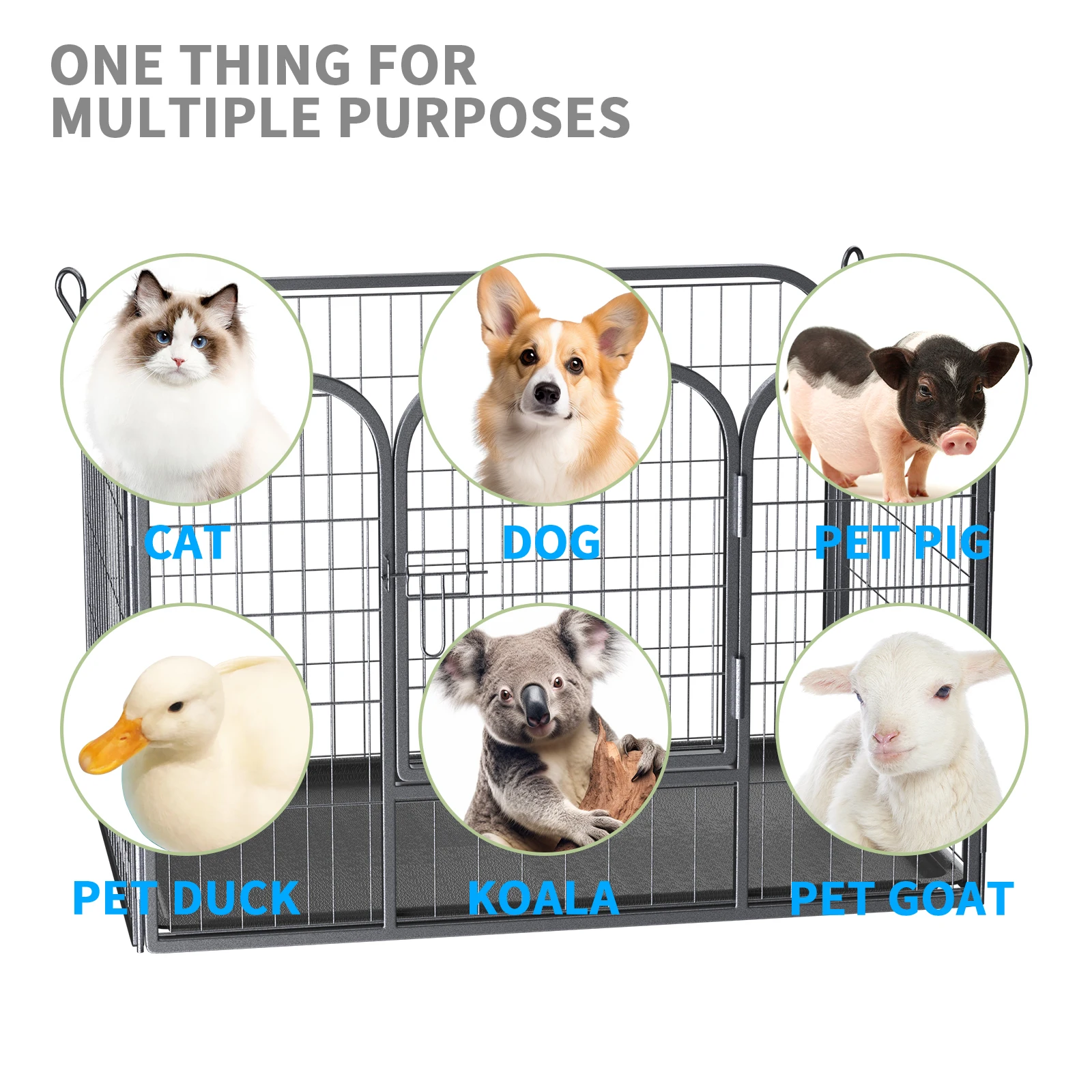 روضة الجرو الثقيلة مع صينية المحمولة انفصال الحيوانات الأليفة تشغيل المرفقات الجراء قفص قفص الكلب التدريب روضة للكلاب